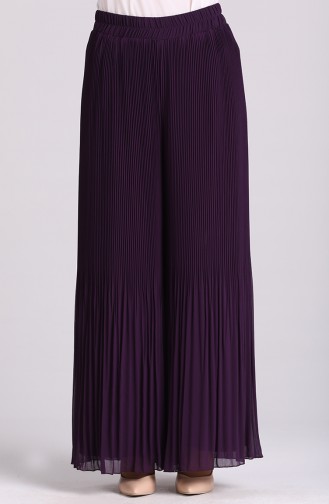 Pleated Chiffon Pants 4000a-05 Purple 4000A-05