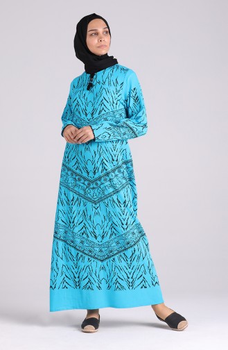 Blau Hijab Kleider 4444-05