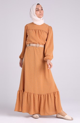 Belted Gathered Dress 4466-04 Tobacco 4466-04