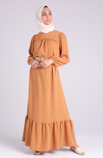 Belted Gathered Dress 4466-04 Tobacco 4466-04