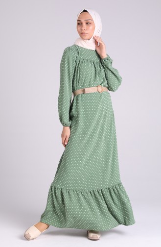 Belted Gathered Dress 4466-05 Sea Green 4466-05