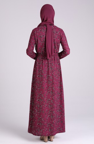 Dunkel-Fuchsia Hijab Kleider 5708P-07