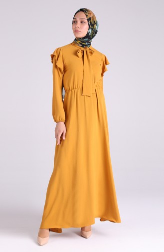 Tie Collar Dress 5157-03 Mustard 5157-03