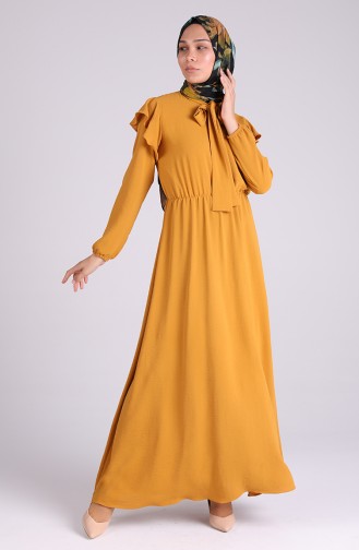 Tie Collar Dress 5157-03 Mustard 5157-03