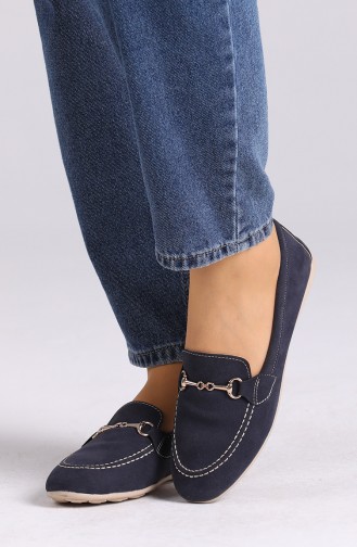 Navy Blue Women`s Flats 0403-12