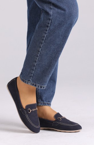 Navy Blue Women`s Flats 0403-12