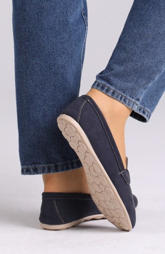 Navy Blue Women`s Flats 0403-12