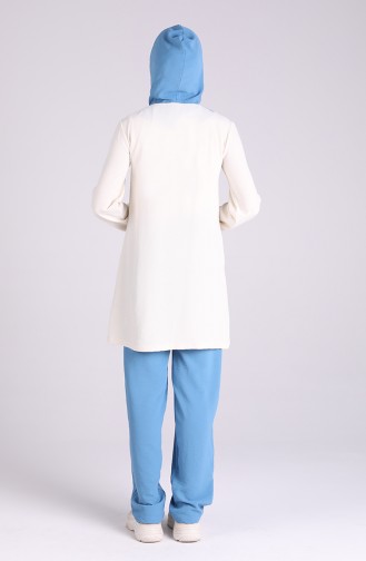 Aerobin Fabric Tunic Trousers Double Suit 99252-03 Ecru Blue 99252-03