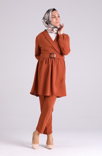 Belted Tunic Trousers Double Suit 5182-02 Tobacco 5182-02