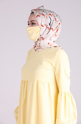 Maske Hediyeli Elbise 1410-07 Sarı