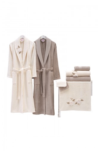 Cream Towel and Bathrobe Set 000530-02