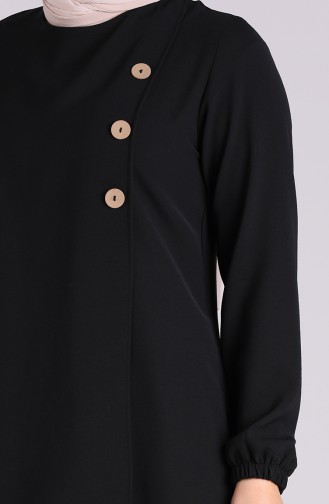 Plus Size Buttoned Tunic Trousers Double Suit 5079-02 Black 5079-02