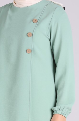 Büyük Beden Düğmeli Tunik Pantolon İkili Takım 5079-03 Çağla Yeşili