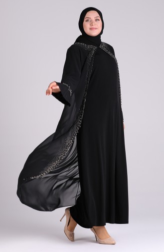 Schwarz Hijab-Abendkleider 4578-02