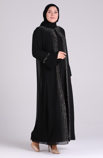 Schwarz Hijab-Abendkleider 4578-02