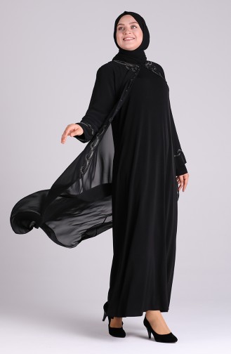 Schwarz Hijab-Abendkleider 4579-01