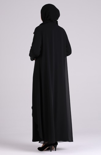 Schwarz Hijab-Abendkleider 4579-01