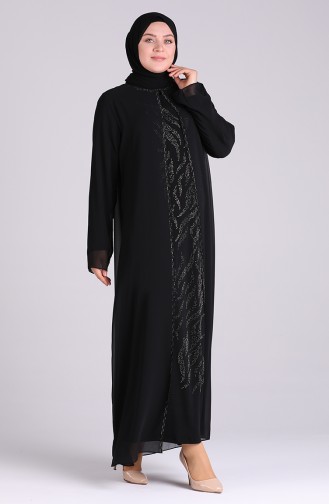 Schwarz Hijab-Abendkleider 4580-01