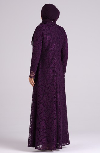 Purple Hijab Evening Dress 1165-07