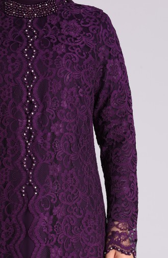 Purple Hijab Evening Dress 1165-07