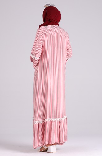 Büyük Beden Çizgili Elbise 17908-01 Bordo