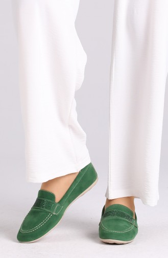 Green Woman Flat Shoe 0405-08