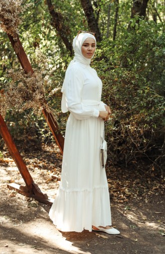 Weiß Hijab Kleider 8260-03