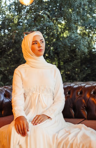 Weiß Hijab Kleider 8262-01