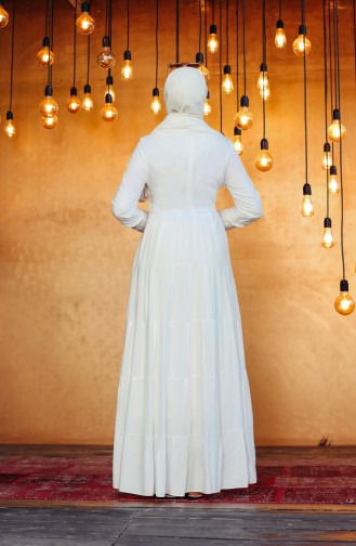 Scalloped Belted Viscose Dress 8262-01 White 8262-01