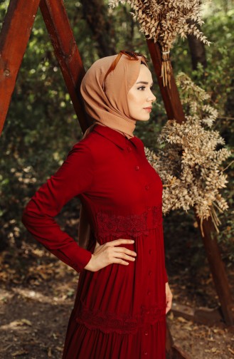 Weinrot Hijab Kleider 8259-05