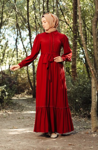 Claret red İslamitische Jurk 8260-01