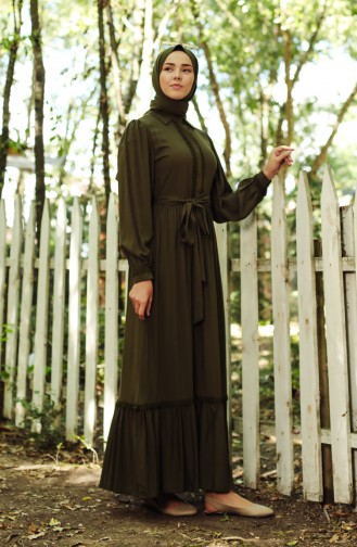 Khaki Hijab Kleider 8260-02