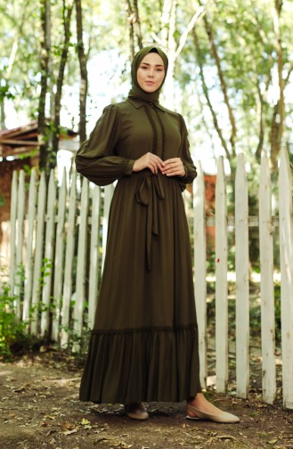 Khaki Hijab Kleider 8260-02