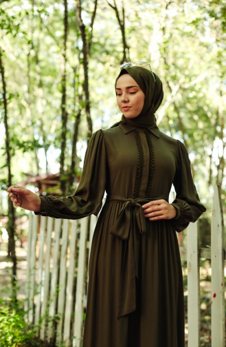 Khaki Hijab Kleider 8260-02