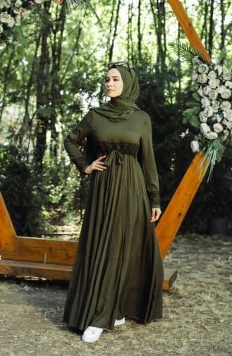 Khaki Hijab Kleider 8262-02