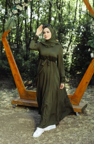 Khaki Hijab Kleider 8262-02