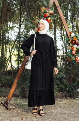 Schwarz Hijab Kleider 8260-05