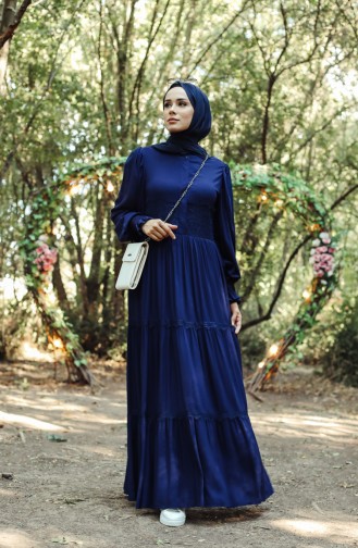 Dunkelblau Hijab Kleider 8261-01