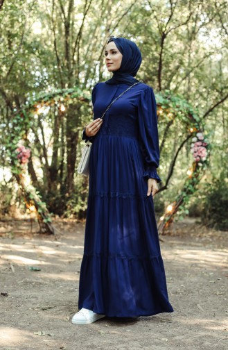 Dunkelblau Hijab Kleider 8261-01