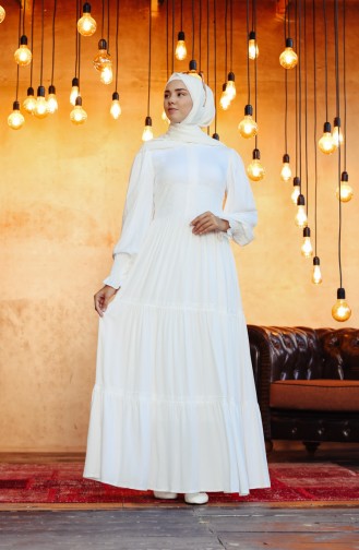 Weiß Hijab Kleider 8261-02