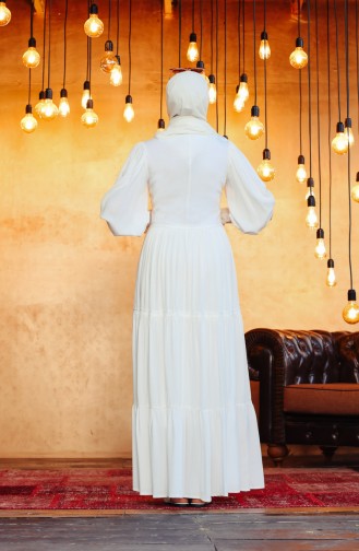 Scalloped Viscose Dress 8261-02 White 8261-02