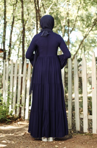 Dunkelblau Hijab Kleider 8263-01