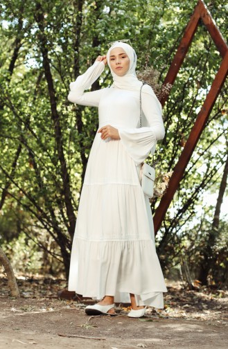 Weiß Hijab Kleider 8263-02