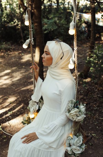 Weiß Hijab Kleider 8263-02