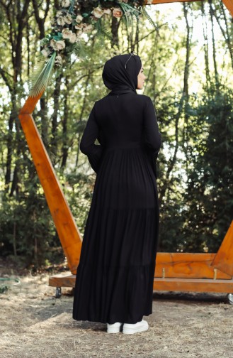 Schwarz Hijab Kleider 8263-04