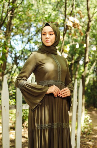 Khaki Hijab Kleider 8263-05