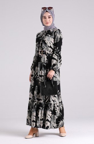 Grau Hijab Kleider 4550-04
