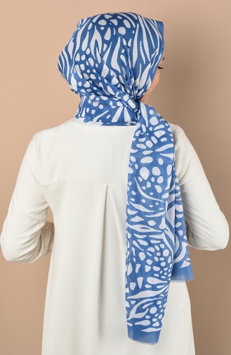 Zebra Desenli Mevsimlik Şal 90659-08 Açık Mavi Beyaz