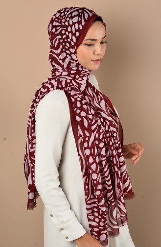 Zebra Desenli Mevsimlik Şal 90659-09 Bordo Pudra