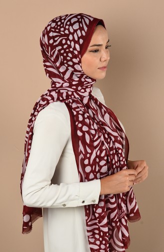 Zebra Desenli Mevsimlik Şal 90659-09 Bordo Pudra